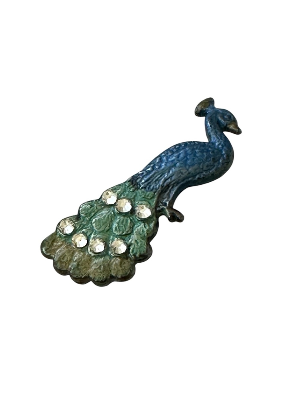 Vintage Catherine Propesco Peacock Brooch Pin Enamel Finish Swarovski Crystals